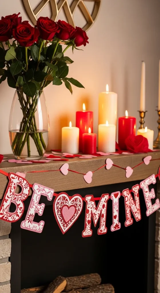 Valentine Mantel Decor Ideas
